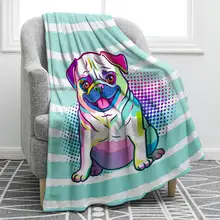 Pug Dog Print Blanket Cute Soft Colorful Throw Blanket Kid for Sofa Chair Bed Office Travelling Camping (2)