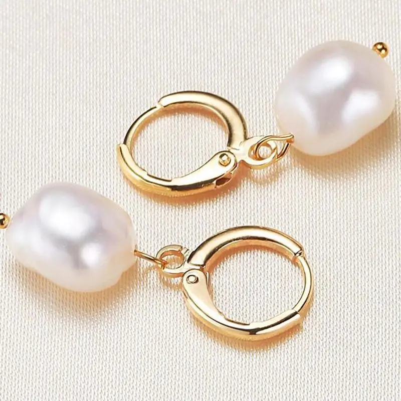 

Korean Fashion Circle Earrings New Vintage Real Freshwater Pearls Earrings Luxury Women Jewelry