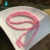 6mm natural pink shell bracelet shell bead bracelet 108 beads strand bracelets women fashion necklace