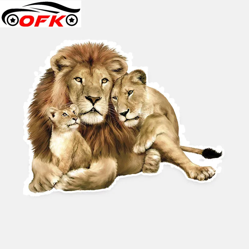 

Lion Family Interesting Personality PVC Car Sticker Decal Graphical 13.7CM*10.5CM