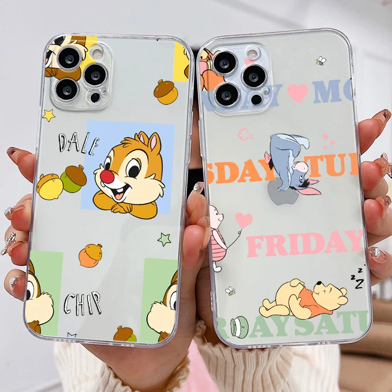 

Winnie the Pooh and Chip 'n' Dale Phone Case For Apple iPhone 11 12 13 14 Max Mini 5 6 7 8 S SE X XR XS Pro Plus Transparent