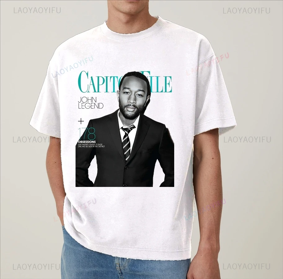 John Legend Classic Poster Printed Shirt Everyday Casual Street Top Spring/summer Fashion Cotton Men's 0 Neck T-shirt