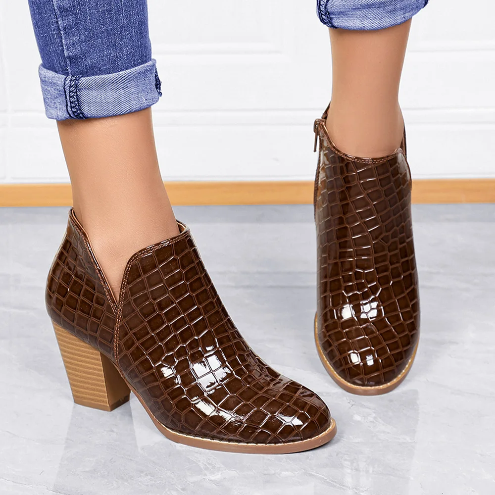 

Женские ботинки челси на толстом каблуке, с круглым носком