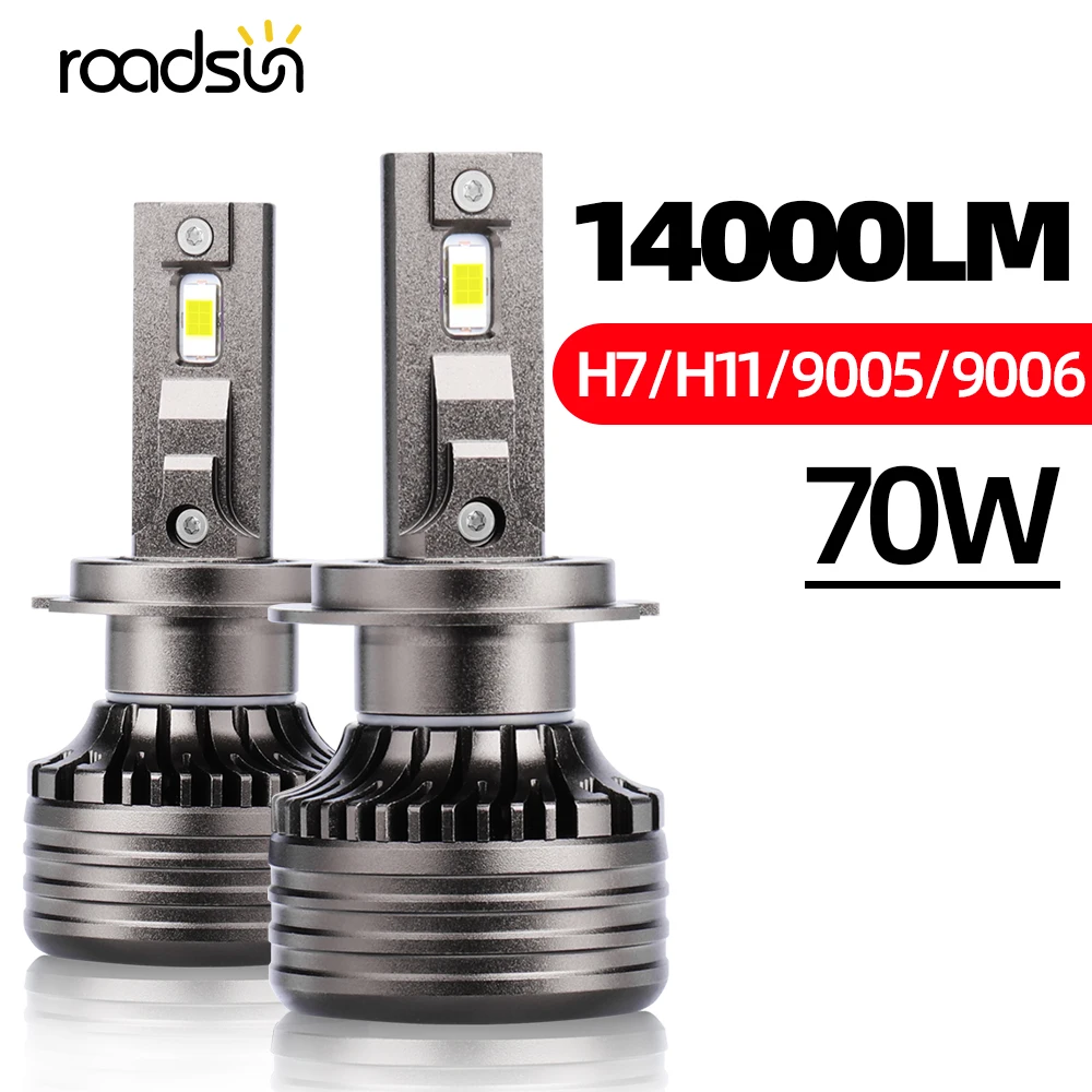 

roadsun 14000LM H4 Led Headlight H11 H7 H13 70W Car Lights H1 9004 9005 HB3 9006 HB4 9007 9012 Auto Lamp 6000K White Turbo Lamp