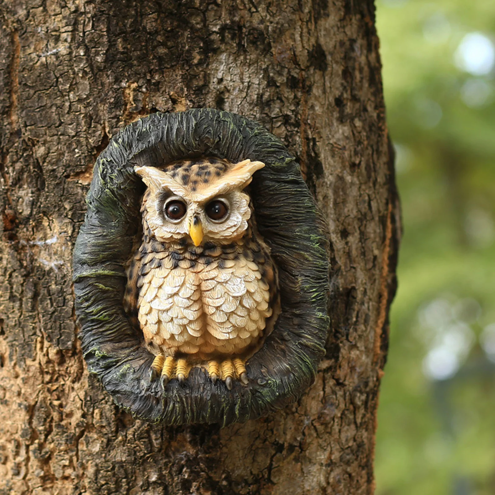

Lifelike Owl Toucan Cockatoo Owl Resin Model Statue Tree Huggers for Tree Decor Villa Garden Decoration Garden Hanging Ornament