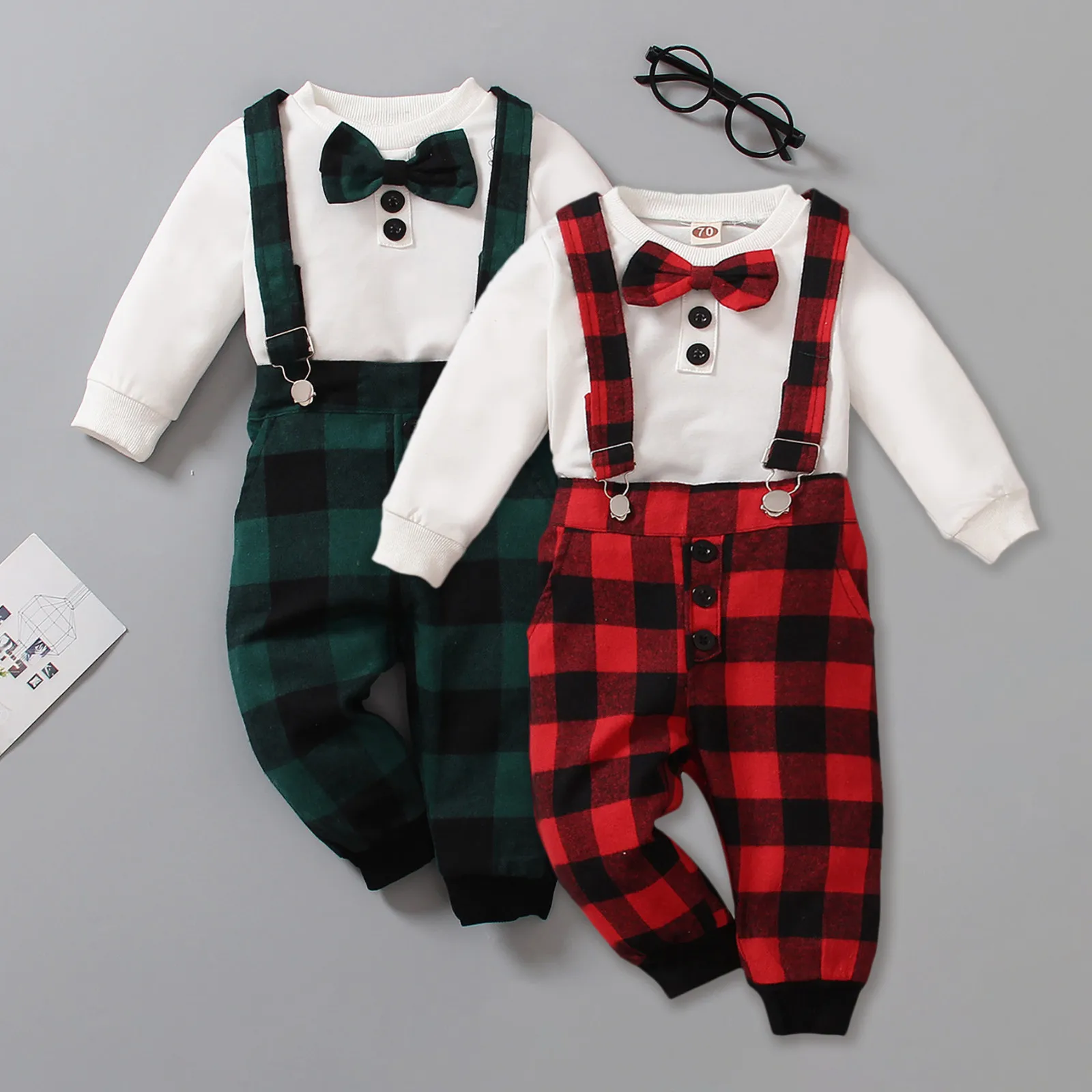 Комплекты рождественской одежды для маленьких детей мальчиков лоскутные