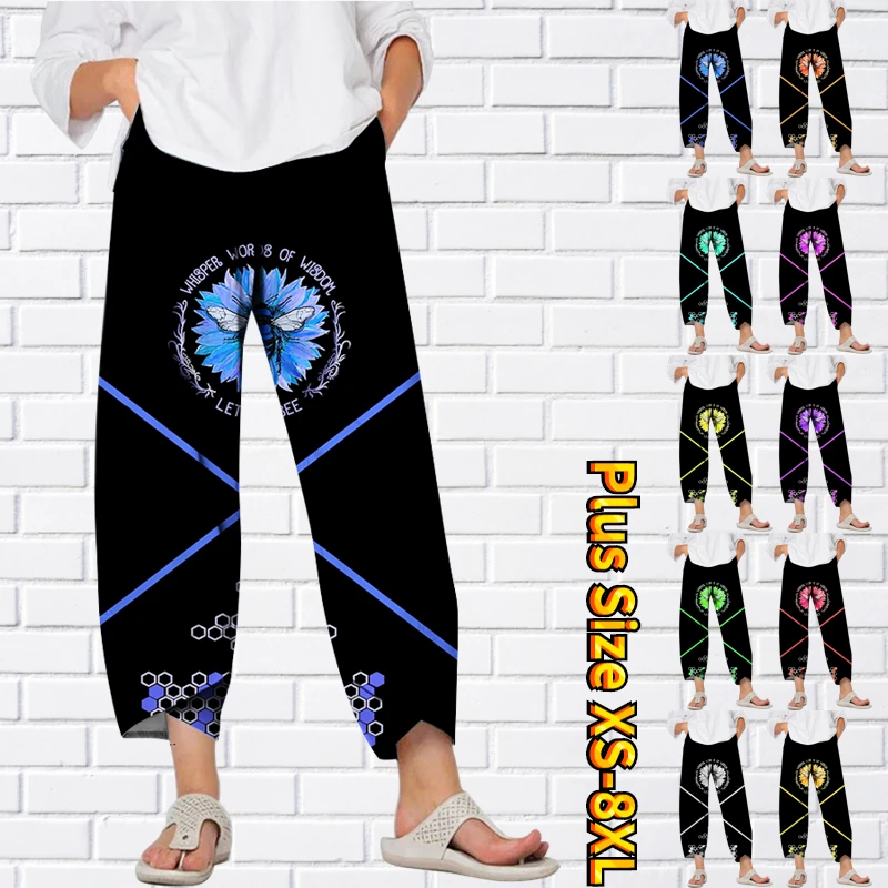 

Women's Chinos Slacks Pants Loose Fit Trousers Mid Waist Fashion Casual Sporty Sports Weekend Print Full Length Breathable 8XL