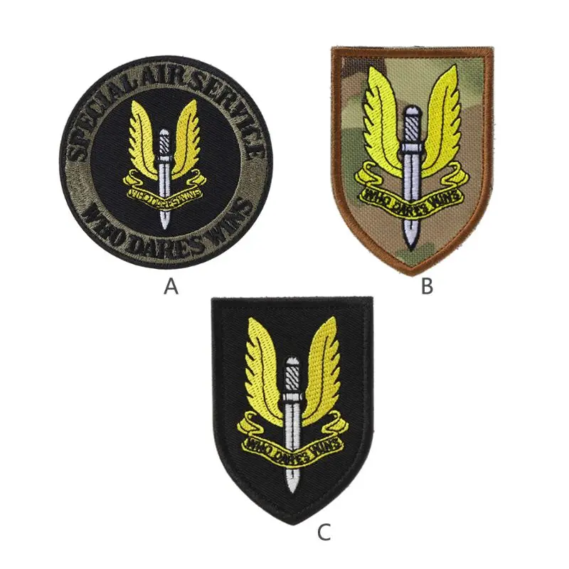 

831C Tactic Military Who Dares Wins Armband Applique Nylon Morale Emblem Paintball Badge SWAT Airsoft Patches for Hat Bag