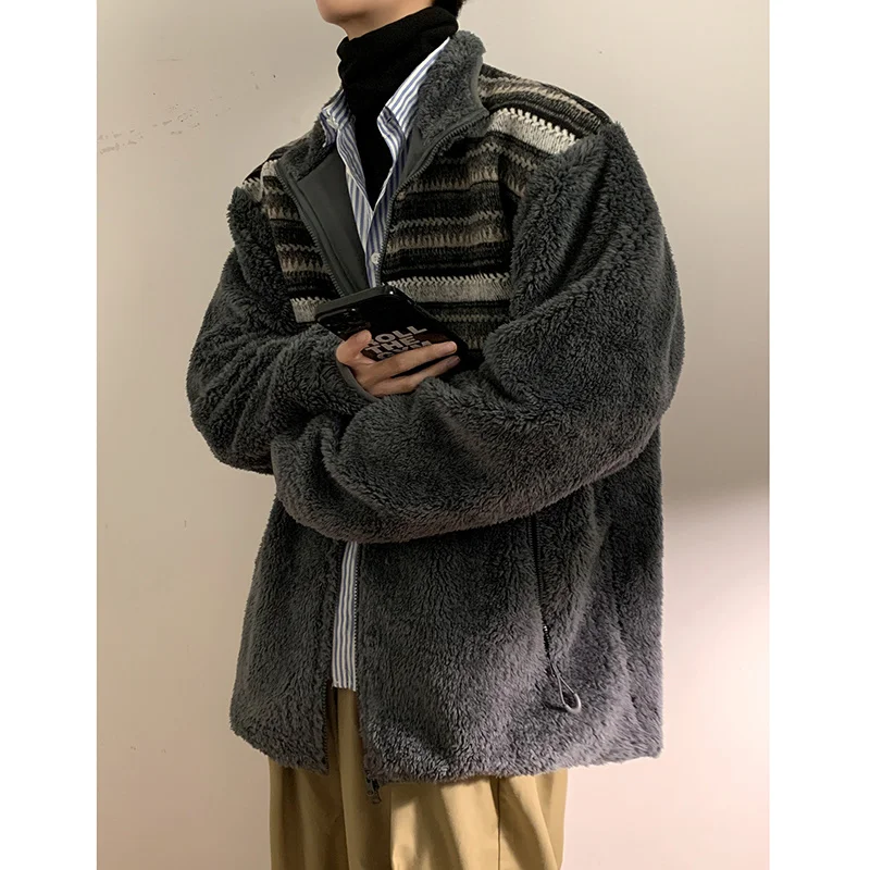 Winter Jacket Men Warm Fashion Retro Thicken Lamb Hair Jackets Mens Streetwear Korean Loose Thick Short Coat Men Clothes M-3XL