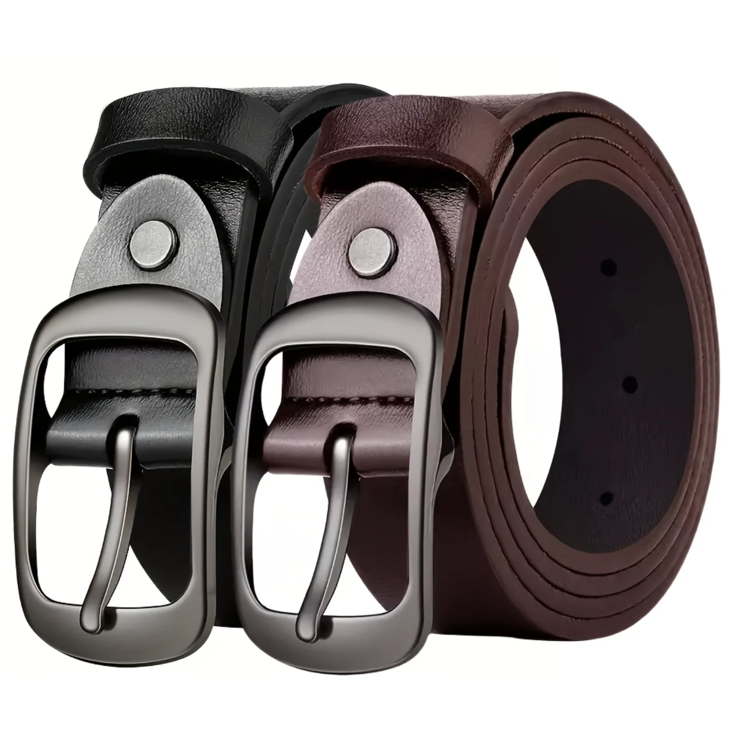 Ремень из натуральной кожи больших размеров простой однотонный повседневный