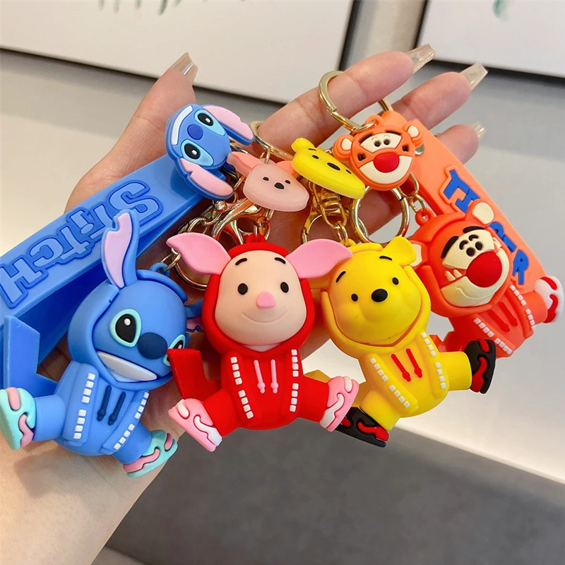 

Free Shipping Cute Mickey Stitch Pooh Bear Disney Key Chain Bags Hanging Ornaments kawaii Doll Kids Gift Sculptures & Figurines