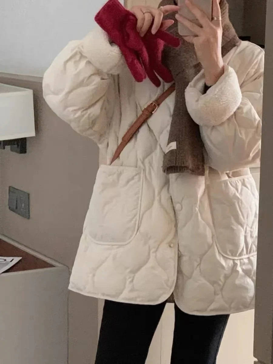 2024 корейские модные зимние новые женские топы парки свободные ранние куртки с