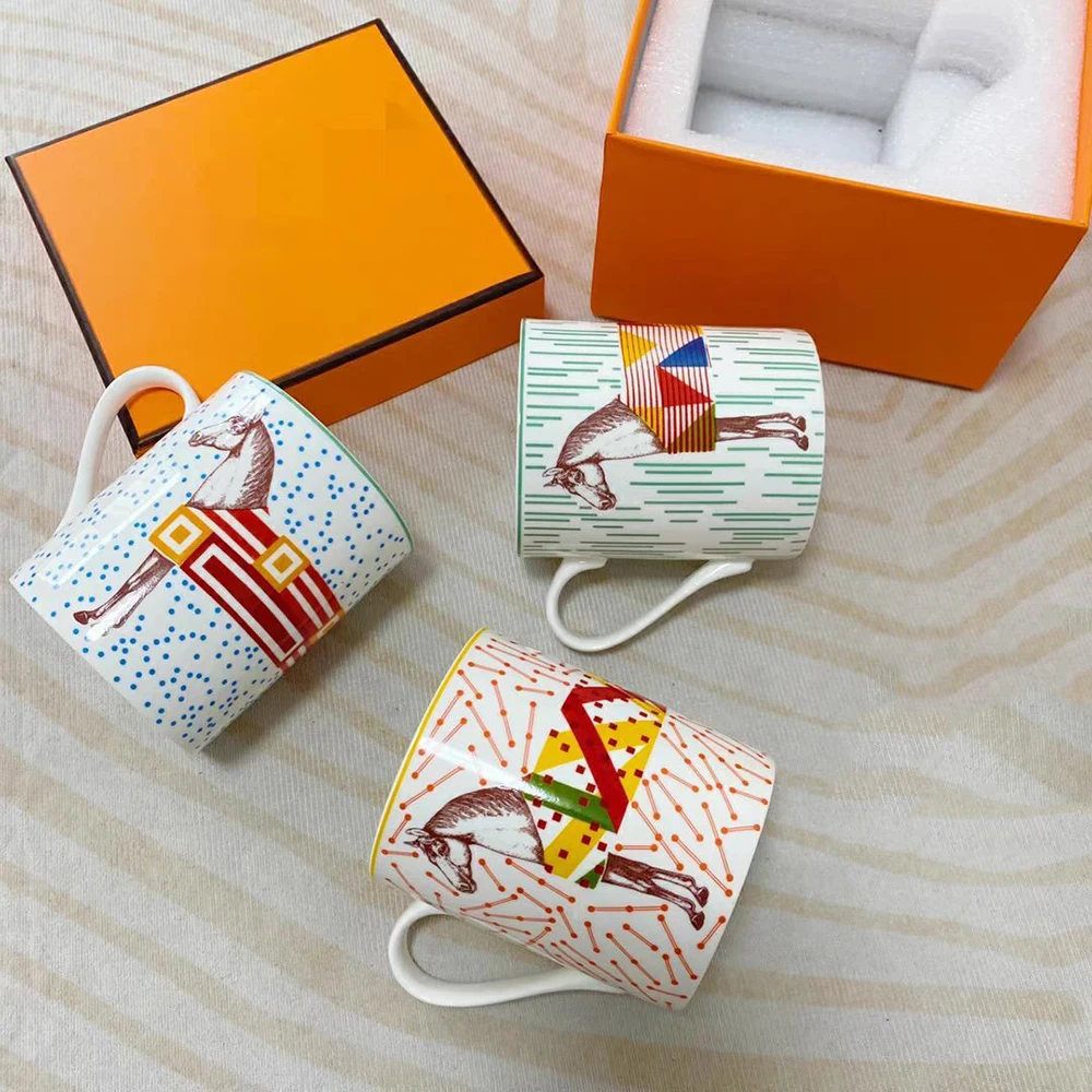 

2022 New Horse Bone China Coffee European Afternoon Tea Set Coffee Tea Mug Golden Handle Cups Cafe Party Drinkware
