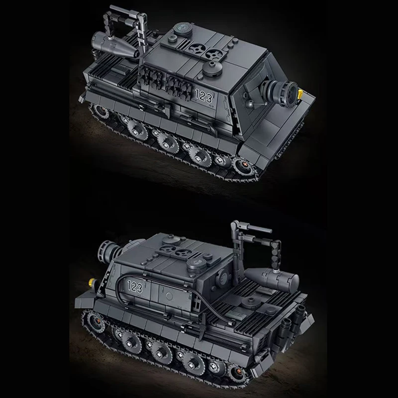Фото Военный конструктор MOC «Танк Sturmtiger RW61» времен Второй мировой войны, с солдатами, для детей и мальчиков, подарок №3