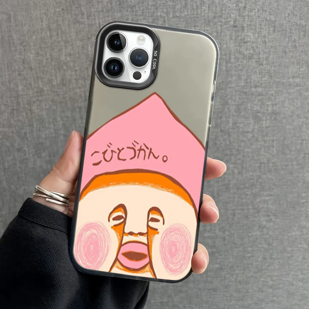 Cute Cartoon Kobito Peach Phone Case for iPhone 12 11 13 14 15 16 Pro Plus IMD Plating Cover