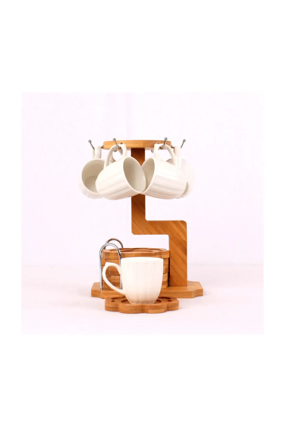 

Amazing Turkish Greek Arabic Coffee & Espresso Cup Set Bamboo Strap Stand 6 Psc. Coffee Cup Set 13 Pieces