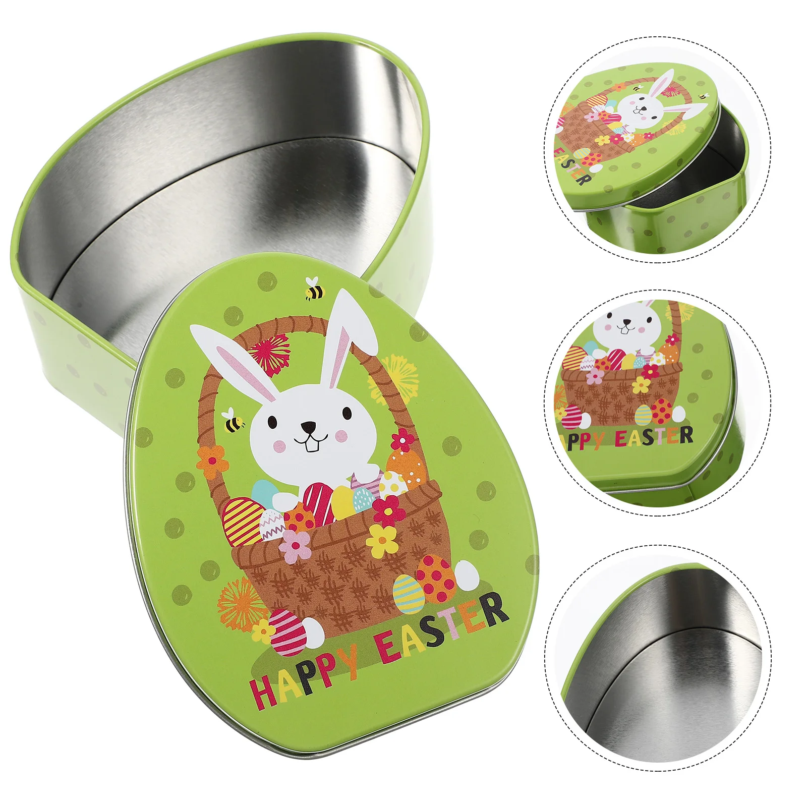 

Easter Box Tin Candy Boxes Tins Tinplate Gift Cookie Storage Bunny Metal Lids Eggs Case Treat Cookies Empty Jar Containers Large