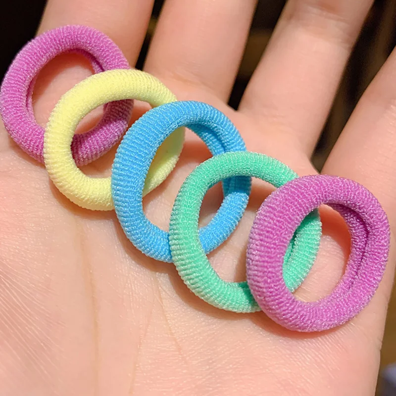 

100pcs 2.5CM High-elastic Kids Candy Color Hair Rope Kids Elastic Hair Band Girls Scrunchie Rubber Band for Children Ties