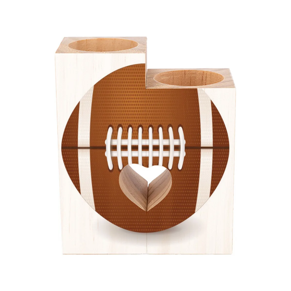 

Candle Holders Set Of 2 Brown American Football Sports Ball Unique Tealight Candle Holder Stand Tea Lights Candlestick Wood Pede