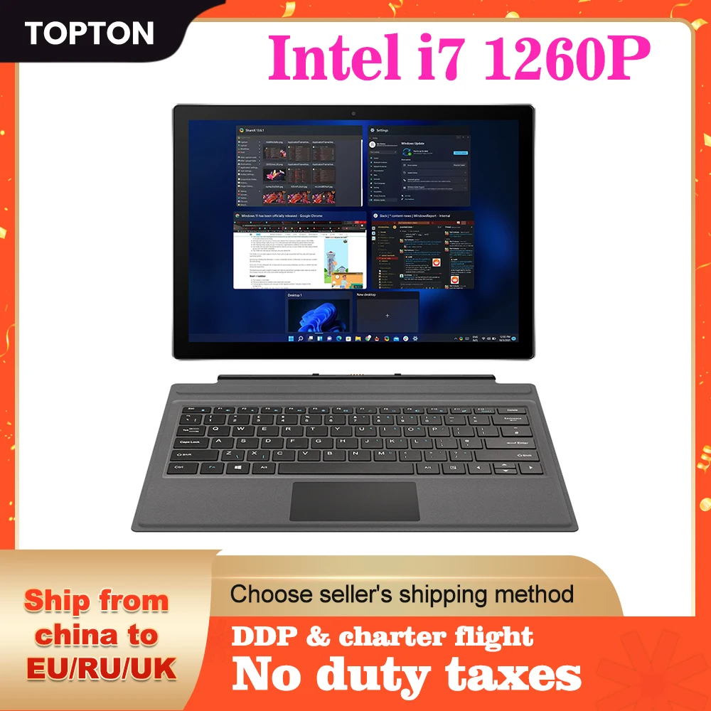 

13 Inch Laptop 12th Gen Intel i7 1260P T1 Tablet 2K IPS 16GB 1T/2TB NVMe 2 in 1 Windows 11 Computer 12000mAh 65W Charge Notebook