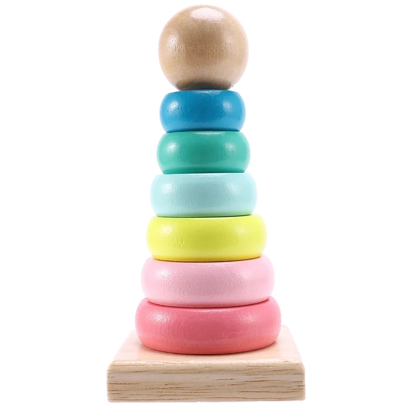 

Warm Color Rainbow Stacking Ring Tower Stacking Blocks Wooden Toddler Toy Baby Toys Infant Toys