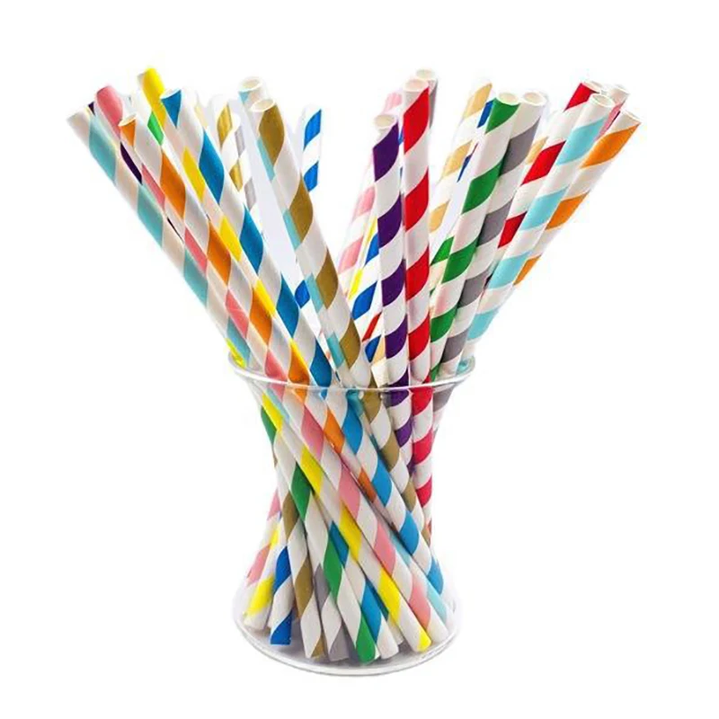 

25pcs Colored Disposable Paper Straws Drinking Straws Wedding Birthday Party Favors Decoration Supplies