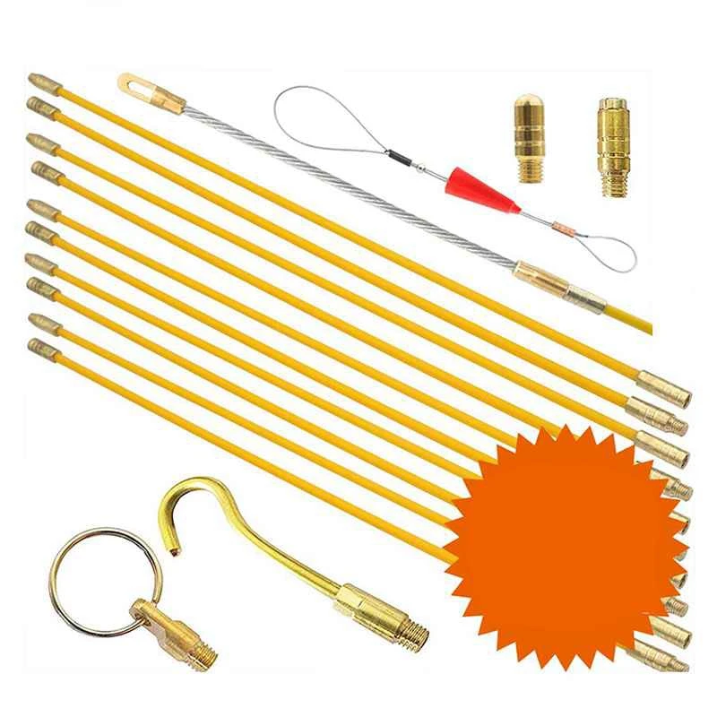 

Fish Tape Cabling Rods 5.0M Fiberglass Cable Access Tool Kit Electrical Cable Threader Running Puller 10Rodsx50cm