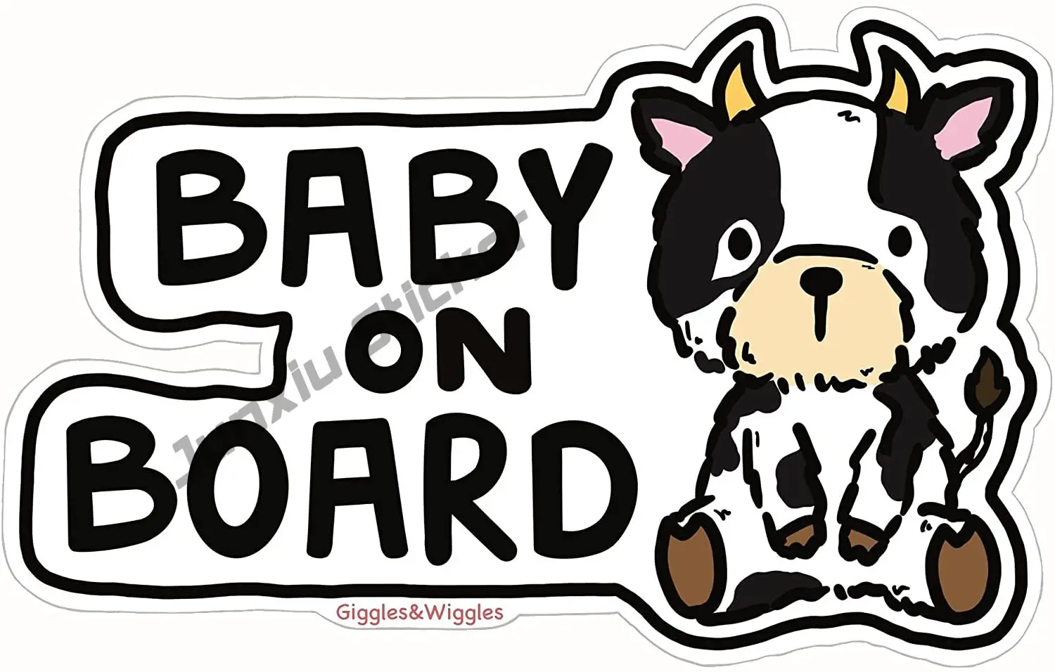 

Giggles & Wiggles Baby on Board Cow - Vinyl Decal Car Window Sticker - Cute Unique Animal Design Refit Creative Sticker Decor