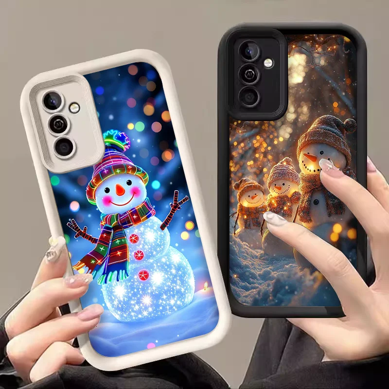 Фото Зимний рождественский чехол для телефона с милым узором снеговика для Samsung Galaxy S25 S24 FE S23 S22 S21 Plus Note 20 Ultra 5G Soft Cover Y2K №1