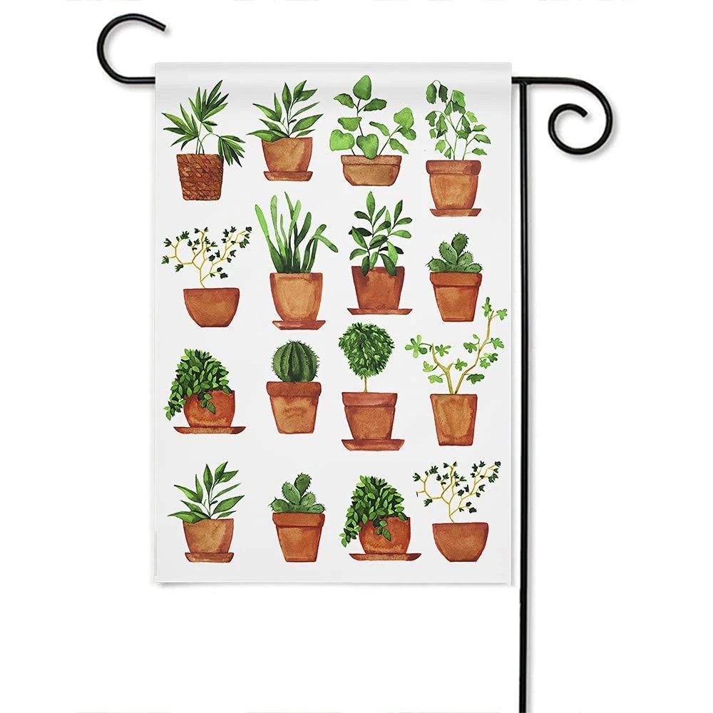 

Plant Garden Flag Nature Botanical Plants Pot Herb Leaves Yard Flags Double Sided for Farm House Outside Patio Lawn Decoration