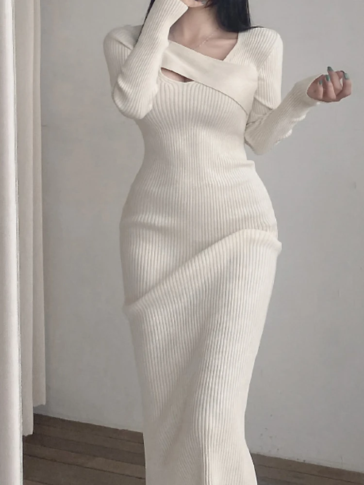 

Женское осеннее облегающее миди вечерние платье Элегантное приталенное винтажное повседневное вязаный свитер Выходные туфли на выпускной...