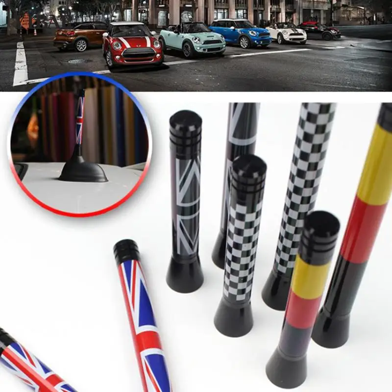 

Car Roof Antenna Mast Short Stubby Aerial Union Jack UK Germany Flag For Mini Cooper S JCW R55 R56 R57 R60 F55 F56 Accessories