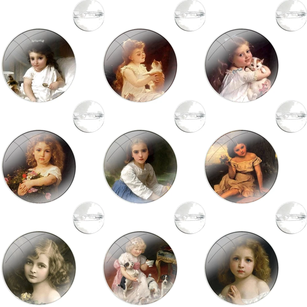 Винтажные броши для девочек в стиле ретро с масляными картинами значки