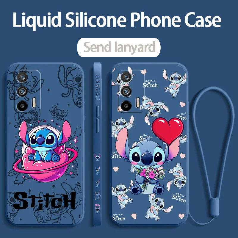 Стич любовь двойная задняя крышка для OPPO Realme X50 X7 11 10 9i 9 8i 8 7 6S 6 Pro Plus жидкая левая