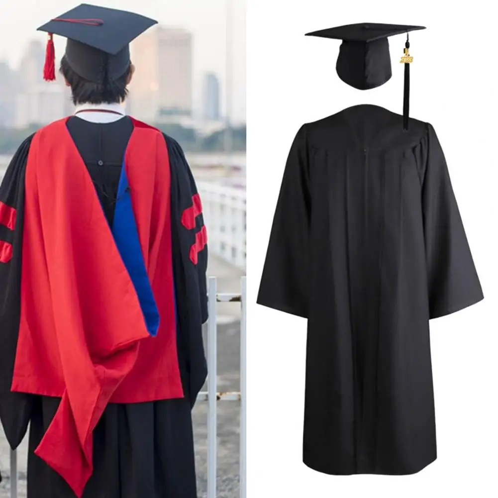 

1 Set Tear-resistant Academic Costume V Neck Photo Props Dry-clean 2023 Unisex Adults Graduation Costume