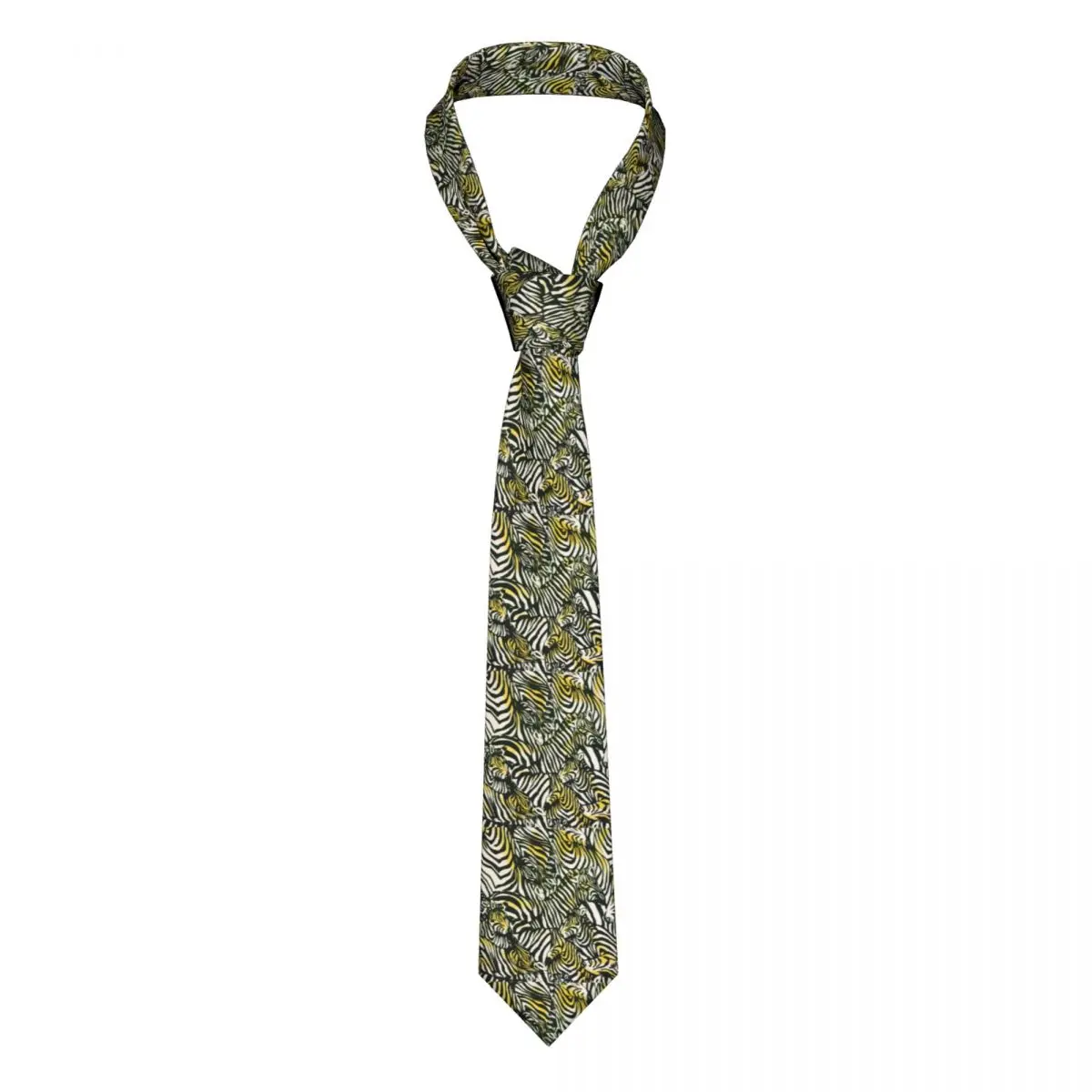 

Mens Tie Slim Skinny Animal Zebra Herd Yellow Black White Necktie Fashion Necktie Free Style Men Tie Party Wedding