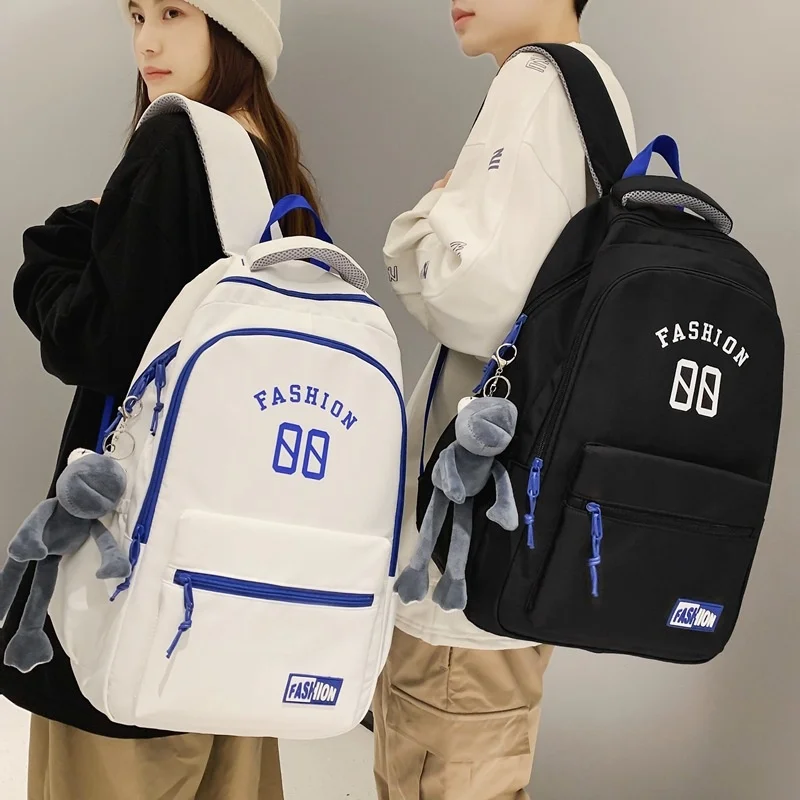 

Large Capacity Student Contrast Color Women Backpack 2023 Female Letter Waterproof Nylon Travel Bag Girl Fashion Schoolbag