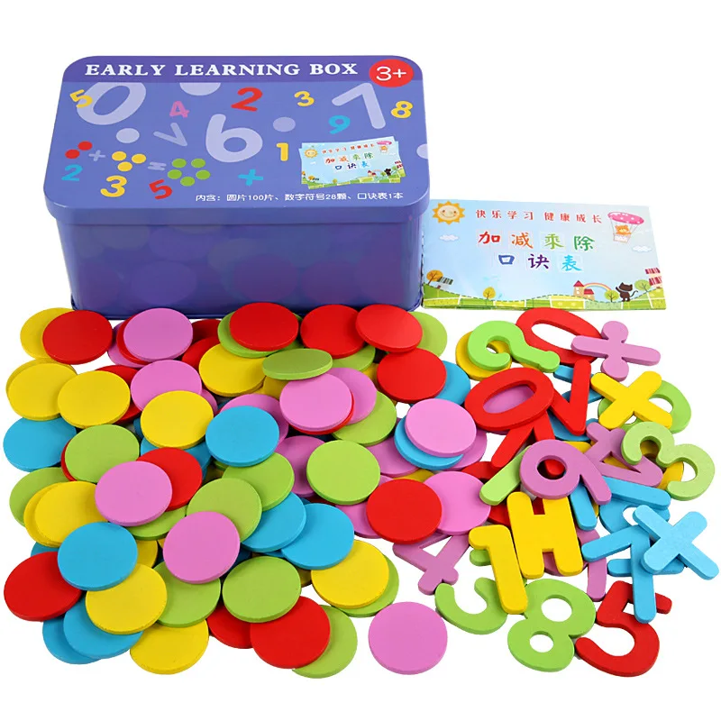 Математические игрушки Монтессори, Детские Деревянные Учебные пособия для раннего развития, Обучающие арифметические добавки и вычитания