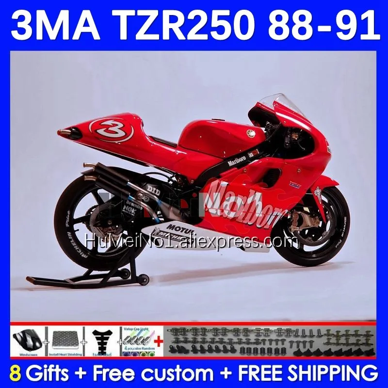 

Kit For YAMAHA TZR-250 3MA TZR250 YPVS RS TZR 250 88 89 90 91 144No.116 red glossy TZR250R TZR250RR 1988 1989 1990 1991 Fairing