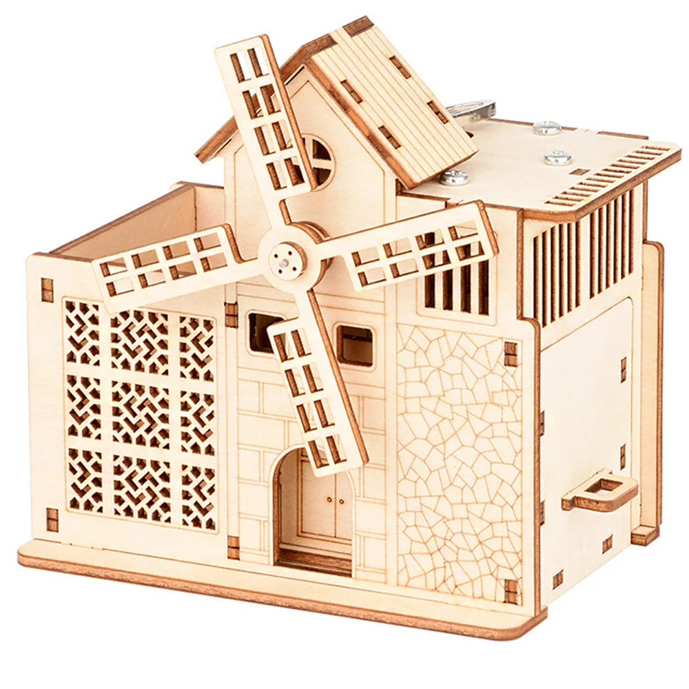 

Windmill Clockwork Music Boxes Pen Holder 3d Jigsaw Puzzle Wooden Carved Building Toys Christmas Birthday Party Home Decor Gift