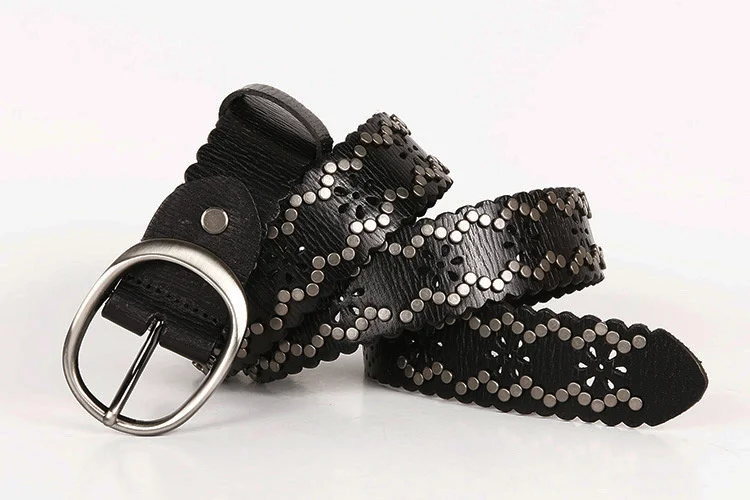 

Бесплатная доставка, новинка 2021, женские ремни из натуральной коровьей кожи с пряжкой на поясе. Качественный кожаный ремень в стиле панк с з...