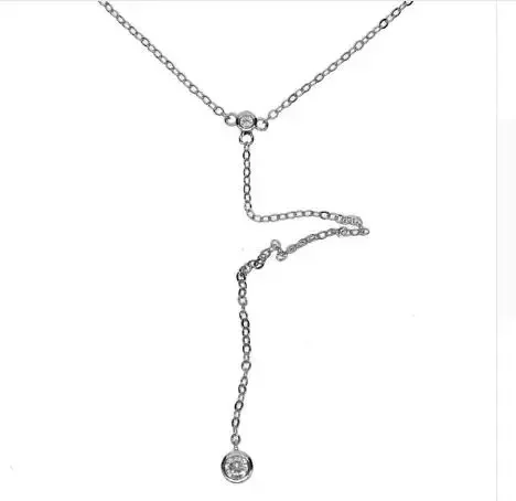 Женское Ожерелье с двумя ободками и круглым цирконом простой дизайн 2018