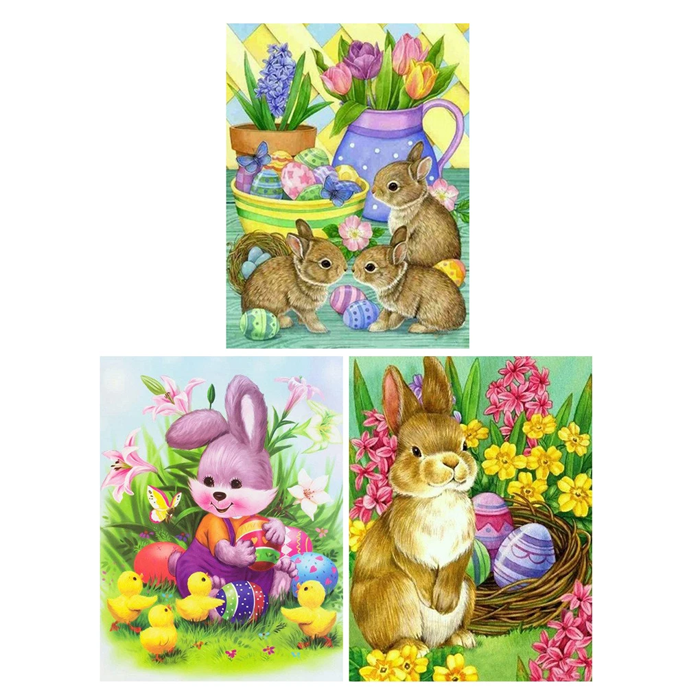 

DIY 5D Easter Rabbit Diamond Painting Full Round Drill Diamond Painting Cartoon Cross Stitch Art Craft Home Decoration Gift
