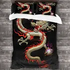 Чехол с золотым китайским драконом, длинная мягкая искусственная кожа с 2 наволочками, пододеяльник с застежкой-молнией