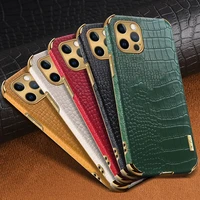 luxury crocodile case for iphone 12 11 pro max x xr xs 8 7 6 s 6s plus se 2020 mobile phone cover leather shell fashion metal