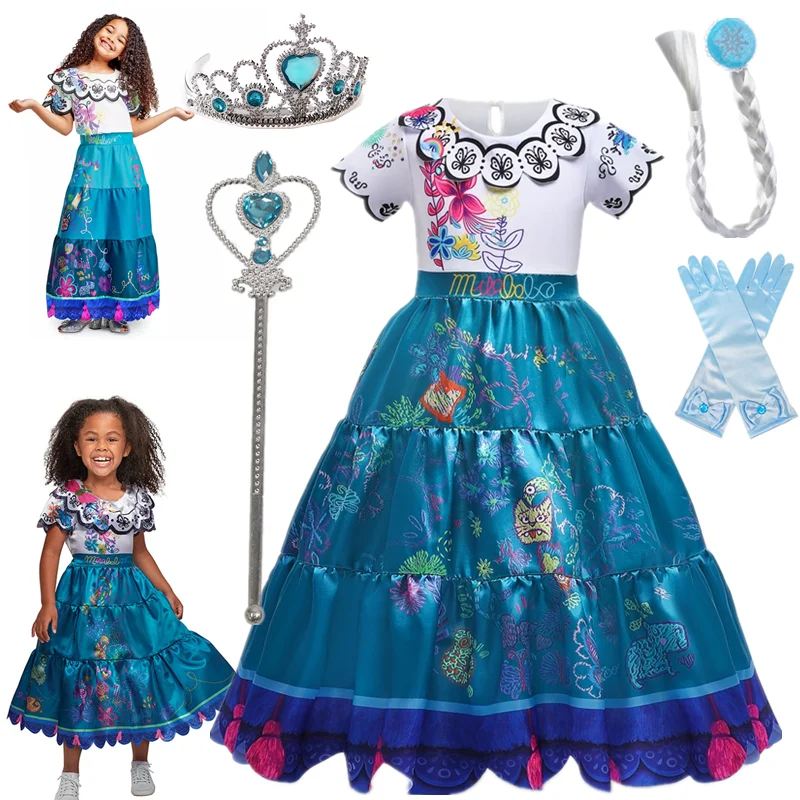 

2023 Girls Encanto Costume Children Clothing For Carnival Party Robe-Play Kids Girl Fancy Dress Up Charm Cosplay Costume 4-10Yrs
