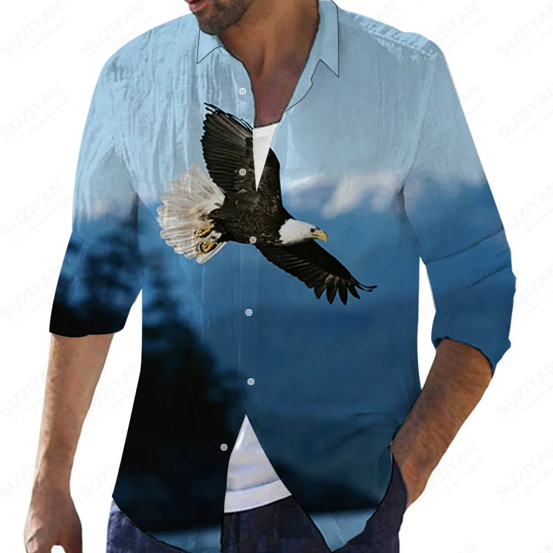 

2022 Shirt Men Clothing England British Hot Features Gentlemanlike Business Beautiful Patterns Button Clothes Large Size Eagle