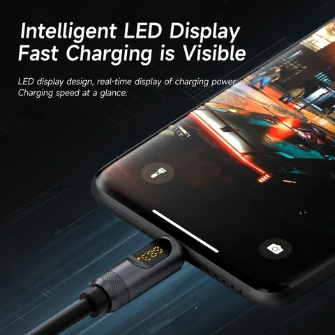 Кабель Hagibis USB C со светодиодным дисплеем типа C — C Кабель для быстрой зарядки PD 240 Вт Силиконовый зарядный кабель для iPhone 17 Macbook Pro Air