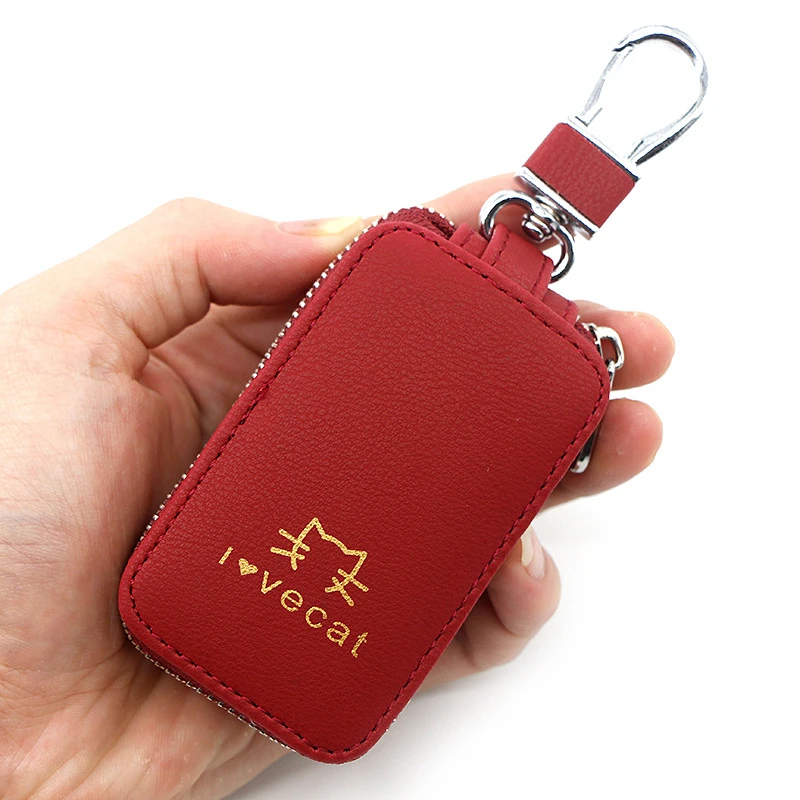 

Fashion Car Key Bags for Women Cute Cat Printed Pattern PU Leather Key Case for Car Small Zipper Wallet Keychain Holder Cover