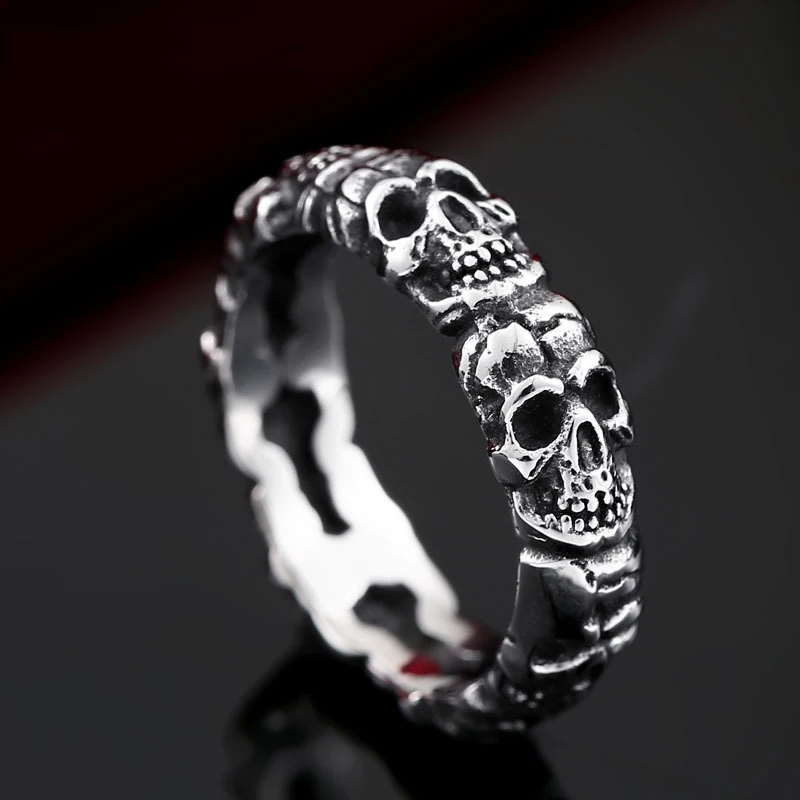 

Retro Crack Skull Ring For Men Stainless Steel Biker Ring Punk Couple Skull Ring Fashion Jewelry Gift